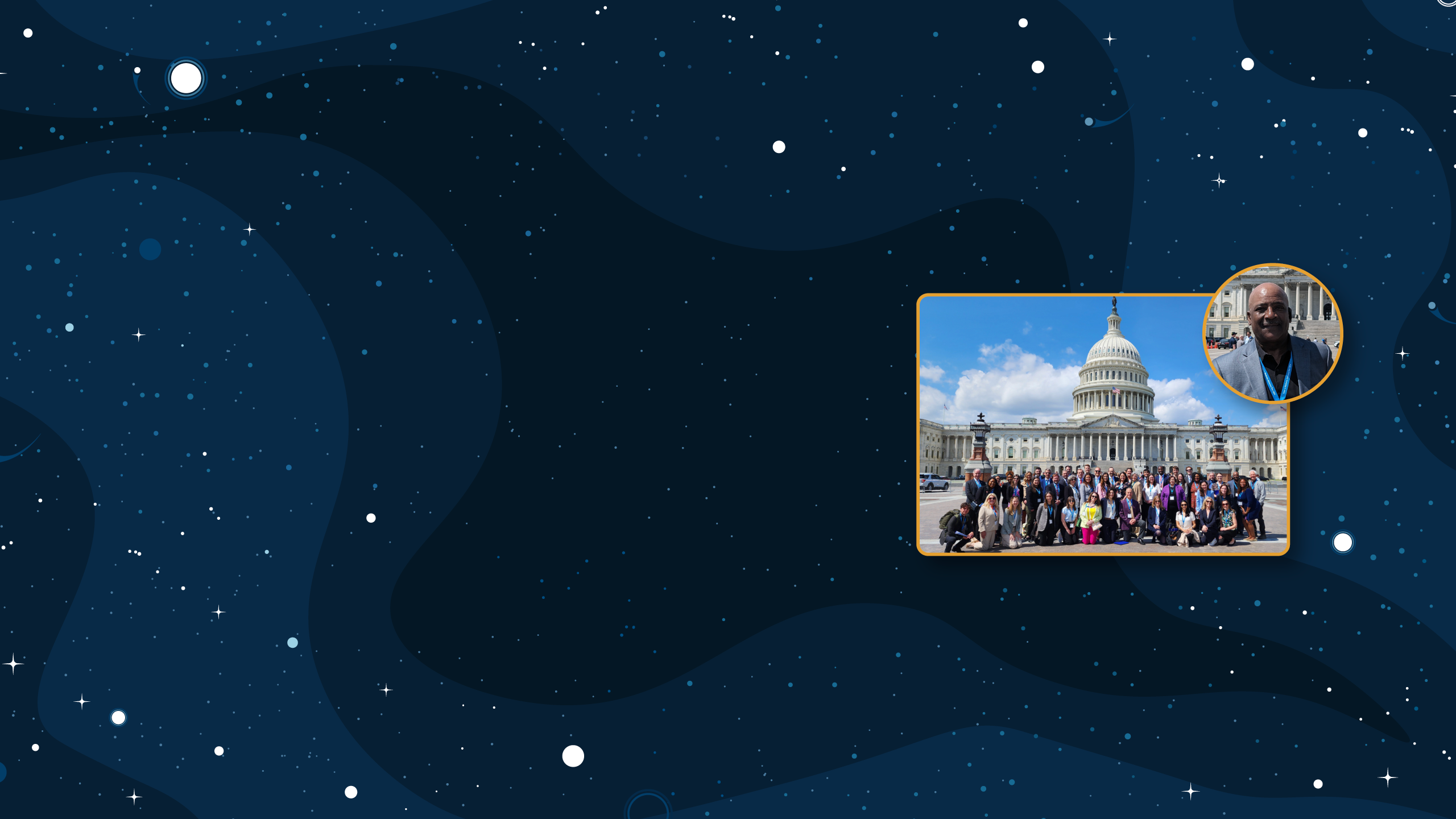 Capital Hill in Washington D.C. and picture of Patient Advisory Board member